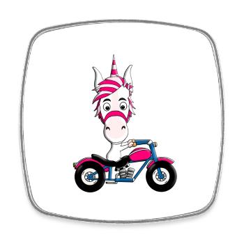 MOTORRAD - BIKER - EINHORN - Viereckiger Kühlschrankmagnet - Weiß - Vorne