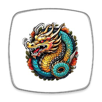 Asiatischer Drache - Japan - Chinesisch - Viereckiger Kühlschrankmagnet - Weiß - Vorne