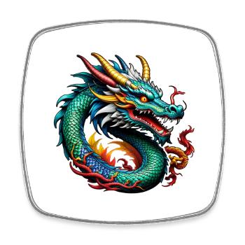 Asiatischer Drache - Japan - Chinesisch - Viereckiger Kühlschrankmagnet - Weiß - Vorne