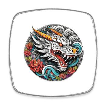 Asiatischer Drache - Japan - Chinesisch - Viereckiger Kühlschrankmagnet - Weiß - Vorne
