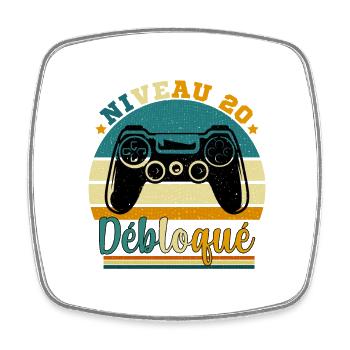 Niveau 20 Débloqué - Gamer Anniversaire 20 ans - Magnet carré - blanc - Devant
