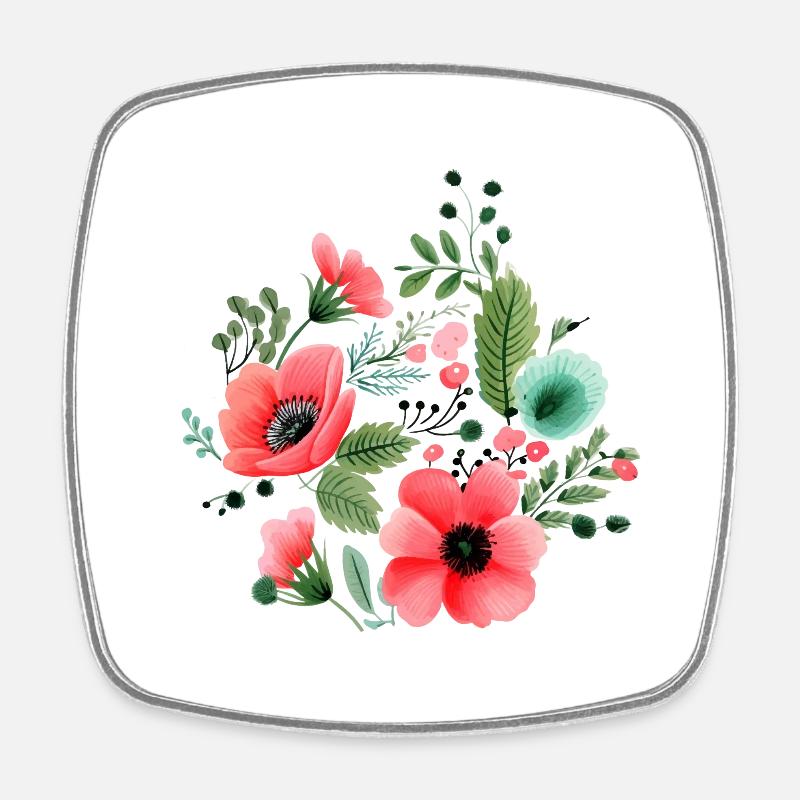 Watermelon Blossoms - Square fridge magnet - white