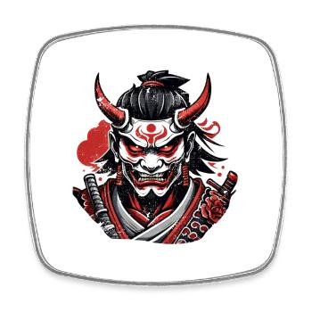 Samurai-Krieger - Japan - Dämon - Viereckiger Kühlschrankmagnet - Weiß - Vorne