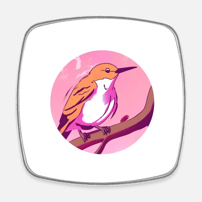 Spring Awakening Bird - Square fridge magnet - white