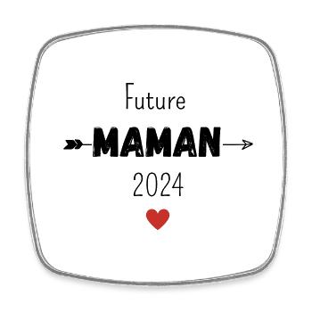 Future maman 2024 - Magnet carré - blanc - Devant