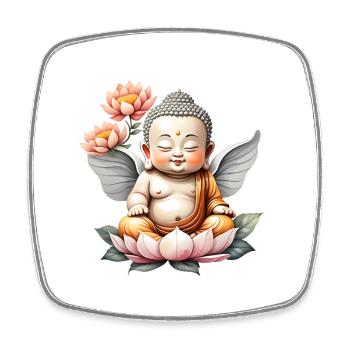 Baby Buddha - meditation yoga relaxation - Square fridge magnet - white - Front