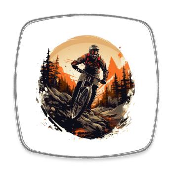 Mountain Bike Design for E-Bikes & Mountain Bikers - Square fridge magnet - white - Front