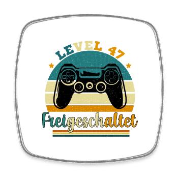 Level 47 Freigeschaltete Geschenkidee 47 Jahre - Viereckiger Kühlschrankmagnet - Weiß - Vorne