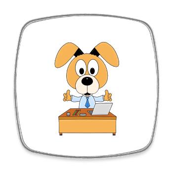HUND - ARBEIT - JOB - CHEF - MITARBEITER - Viereckiger Kühlschrankmagnet - Weiß - Vorne