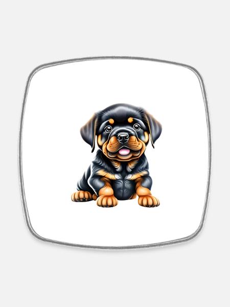 Rottweiler Hund Rottweilerwelpe Hunde Hundewelpe - Viereckiger Kühlschrankmagnet - Weiß