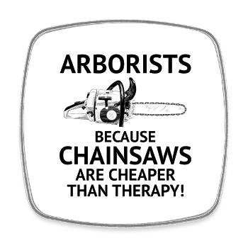 Arborist Tree Climber Climbing Trimmer Chainsaw - Square fridge magnet - white - Front