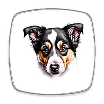 Australian Shepherd Dog Owner Dog Puppy - Square fridge magnet - white - Front