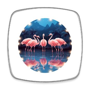 Flamingo Flock Tropical, Liebe Flamingos - Viereckiger Kühlschrankmagnet - Weiß - Vorne