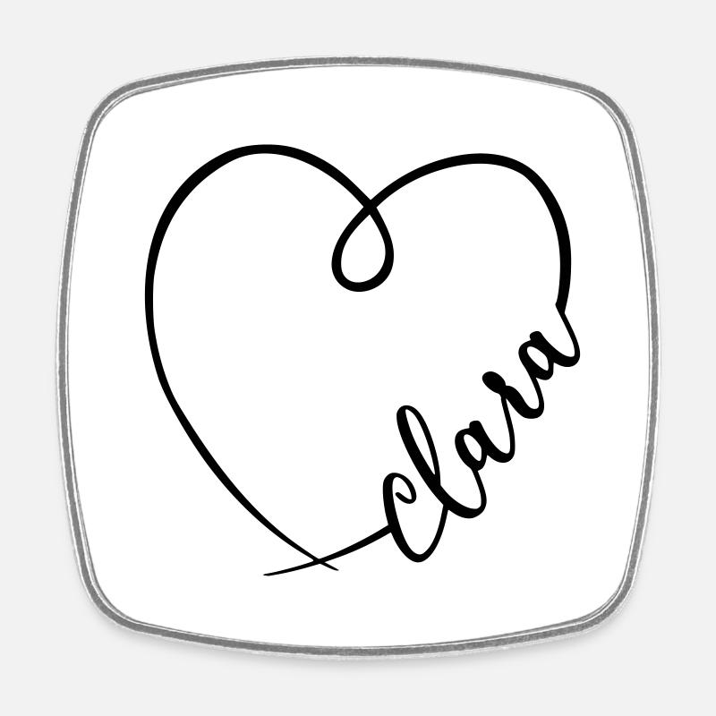 Clara Nom Calligraphie Coeur - Magnet carré - blanc