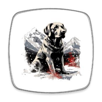 Magical Labrador Christmas dog in the snow - Square fridge magnet - white - Front