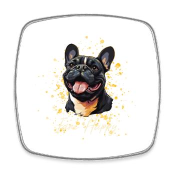 Französische Bulldogge ist Fröhlich - Viereckiger Kühlschrankmagnet - Weiß - Vorne