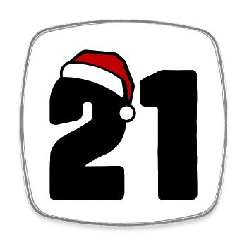 21 Numéro Noël - Magnet carré - blanc - Devant