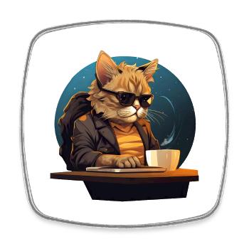 Cooler Katzen-CEO - Entspannter Chef im Büro mit - Viereckiger Kühlschrankmagnet - Weiß - Vorne