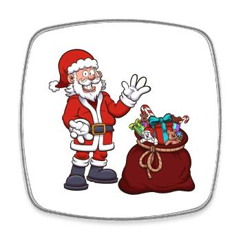 Père Noël avec sac de cadeaux - Magnet carré - blanc - Devant