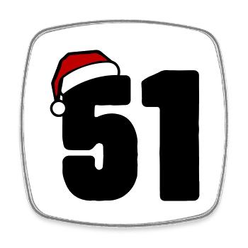 51 Zahl Weihnachten - Viereckiger Kühlschrankmagnet - Weiß - Vorne