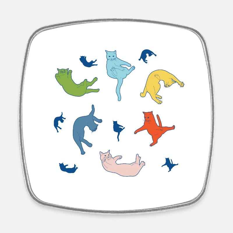 Chute de chats - Magnet carré - blanc