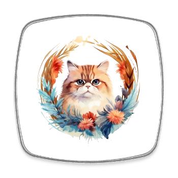 Chat exotique à poil court Style Boho, chats d’amour - Magnet carré - blanc - Devant