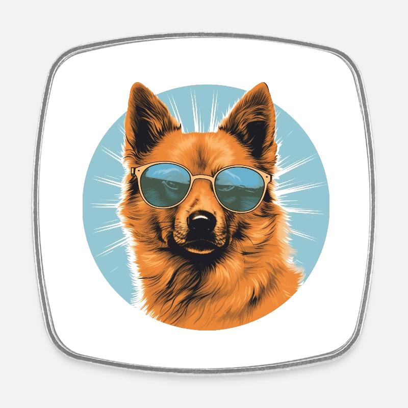 Finnish Spitz 2 - Square fridge magnet - white