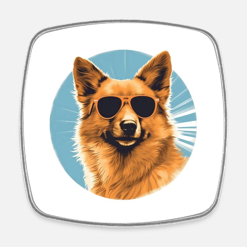 Finnish Spitz - Square fridge magnet - white