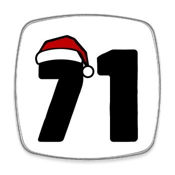 71 Zahl Weihnachten - Viereckiger Kühlschrankmagnet - Weiß - Vorne