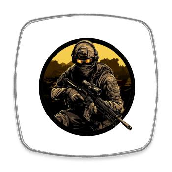 Army Soldier Sniper Soldat Logo - Viereckiger Kühlschrankmagnet - Weiß - Vorne