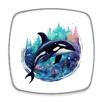 Orca für Meerestiere Fans, Geschenk Urlaub Wal - Viereckiger Kühlschrankmagnet - Weiß - Vorne