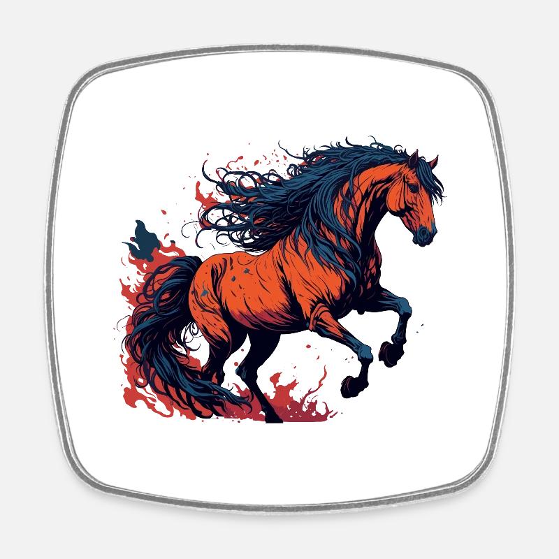Cheval dans le style de l’anime menga - Magnet carré - blanc
