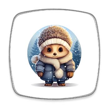 Igel im Schnee - Viereckiger Kühlschrankmagnet - Weiß - Vorne