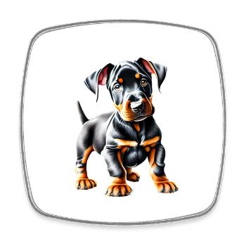Chien doberman Chiot Doberman dresseur de doberman - Magnet carré - blanc - Devant