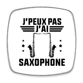 J'Peux Pas J'ai saxophone Cadeau saxophoniste - Magnet carré - blanc - Devant