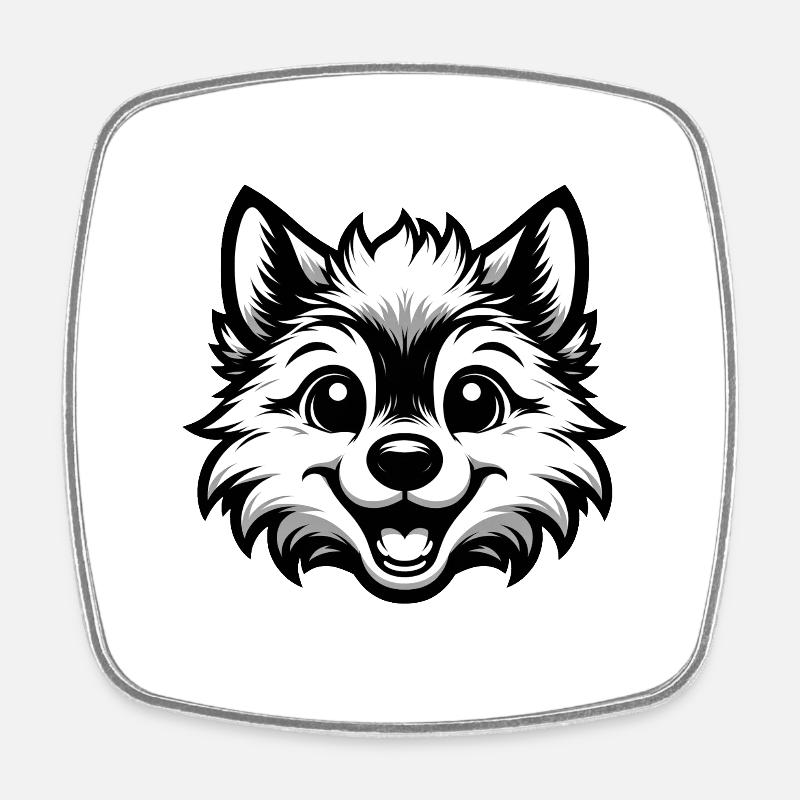 Wolf - Viereckiger Kühlschrankmagnet - Weiß