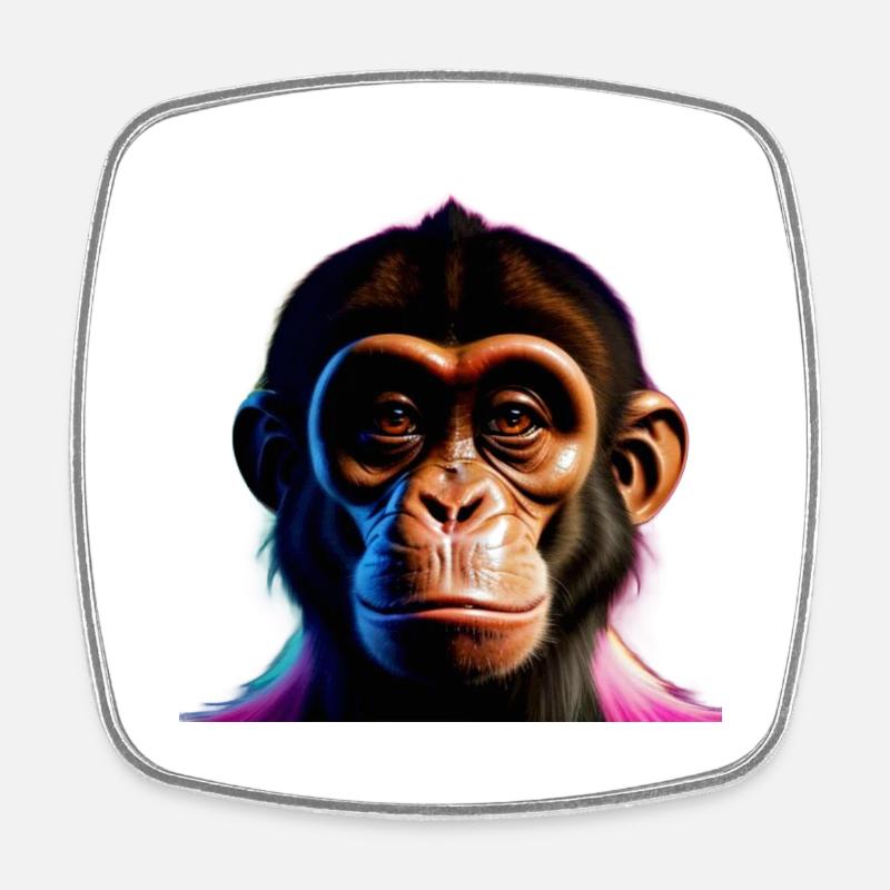 Naughty monkey - Square fridge magnet - white