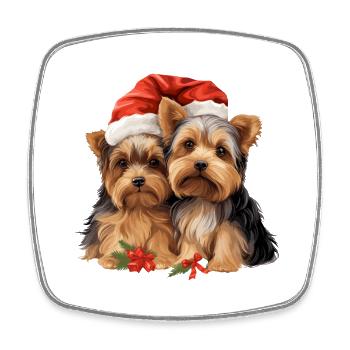 Merry Christmas Yorkshireterriers - Viereckiger Kühlschrankmagnet - Weiß - Vorne