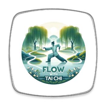 "Flow mit Tai Chi" - Tranqu Tai Chi Design - Viereckiger Kühlschrankmagnet - Weiß - Vorne