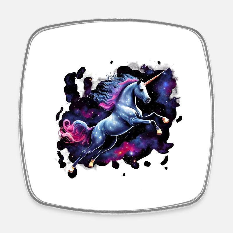 Space unicorn - Square fridge magnet - white