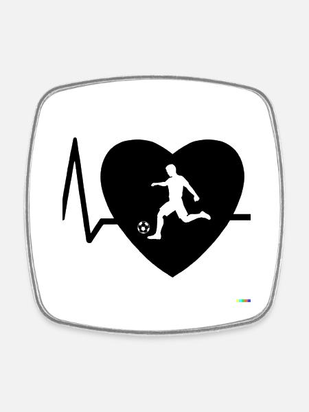 Heartbeat Soccer 2 - Square fridge magnet - white