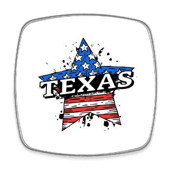 Texas - USA - United States of America - Amerika - Square fridge magnet - white - Front