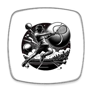 Tennis noir et blanc - Magnet carré - blanc - Devant