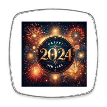 Silvester Happy New Year - Viereckiger Kühlschrankmagnet - Weiß - Vorne