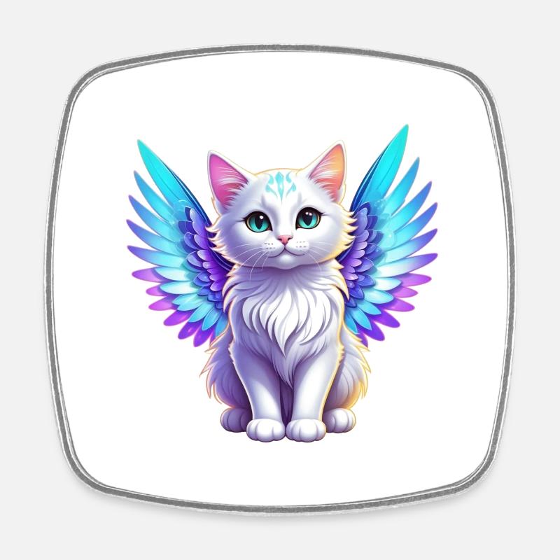 chat avec des ailes - Magnet carré - blanc