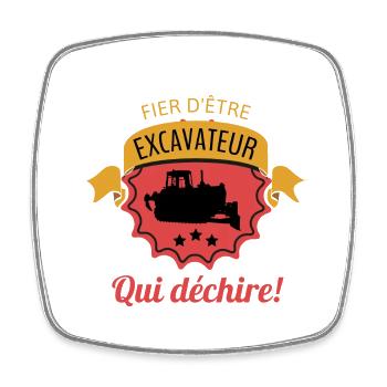EXCAVATEUR - Magnet carré - blanc - Devant