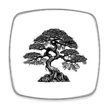 Beautiful bonsai tree in the field on the horizon - Square fridge magnet - white - Front