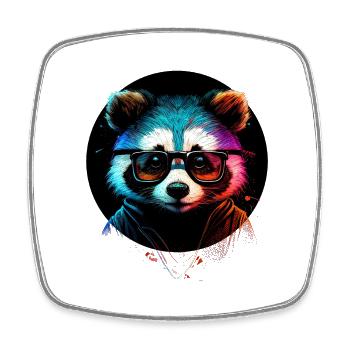 Hipster-Waschbär - Viereckiger Kühlschrankmagnet - Weiß - Vorne
