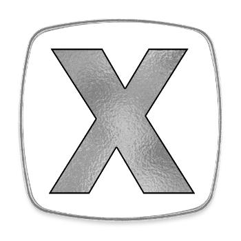 Buchstabe X Silber - Viereckiger Kühlschrankmagnet - Weiß - Vorne