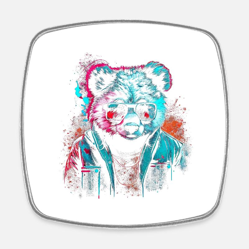 Cyberpunk panda - Square fridge magnet - white